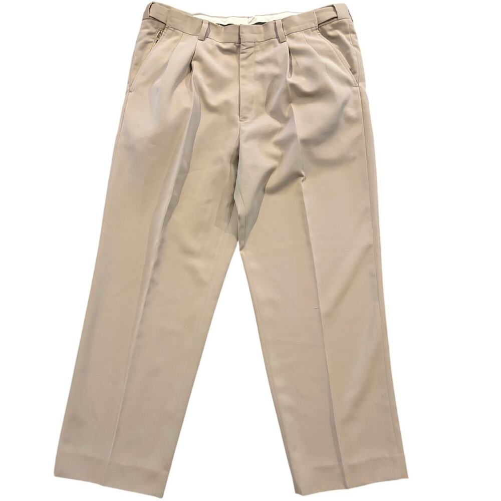 LL Bean Dress Pants Men 36x30 Comfort Waist Straight Pleated Trousers High Rise